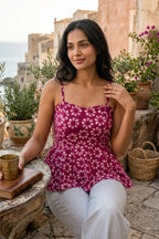 Berry Bloom Batik Peplum Top