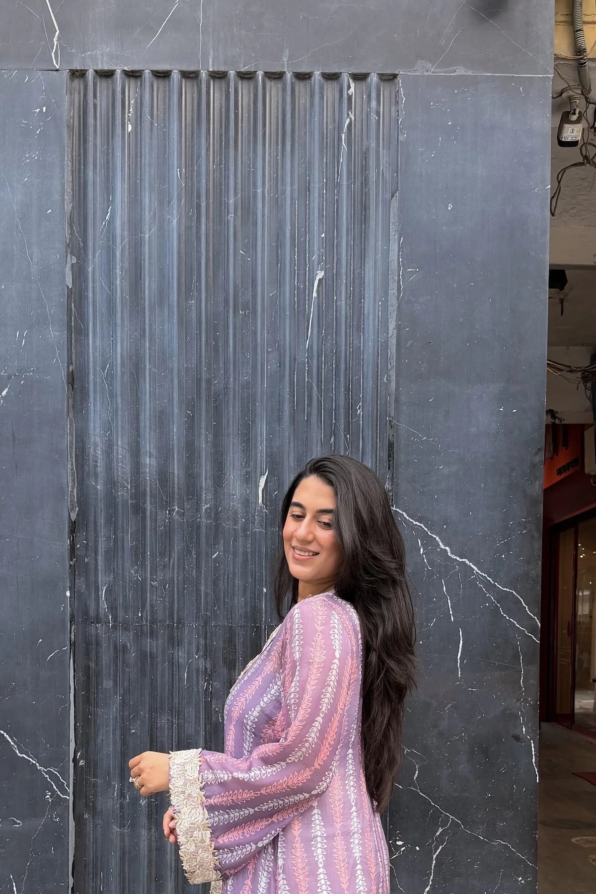 Lavender Floral Pure Ahimsa Silk Tunic, side view | handcrafted batik ethnic wear for women | Shades of You