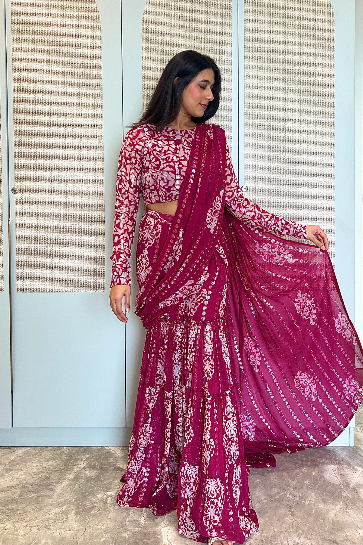 Kira Batik Drape Saree Set
