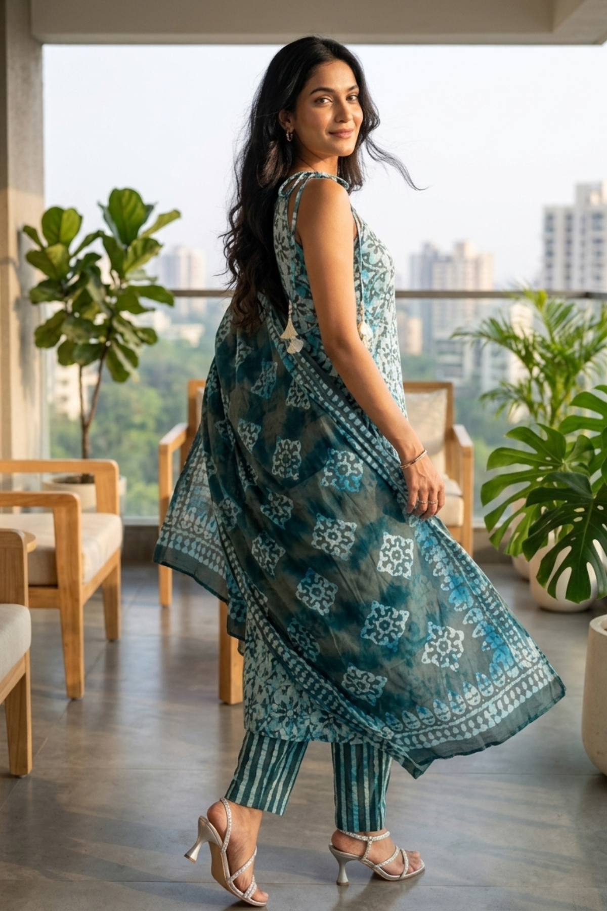 Batik Grey Aasman Suit Set