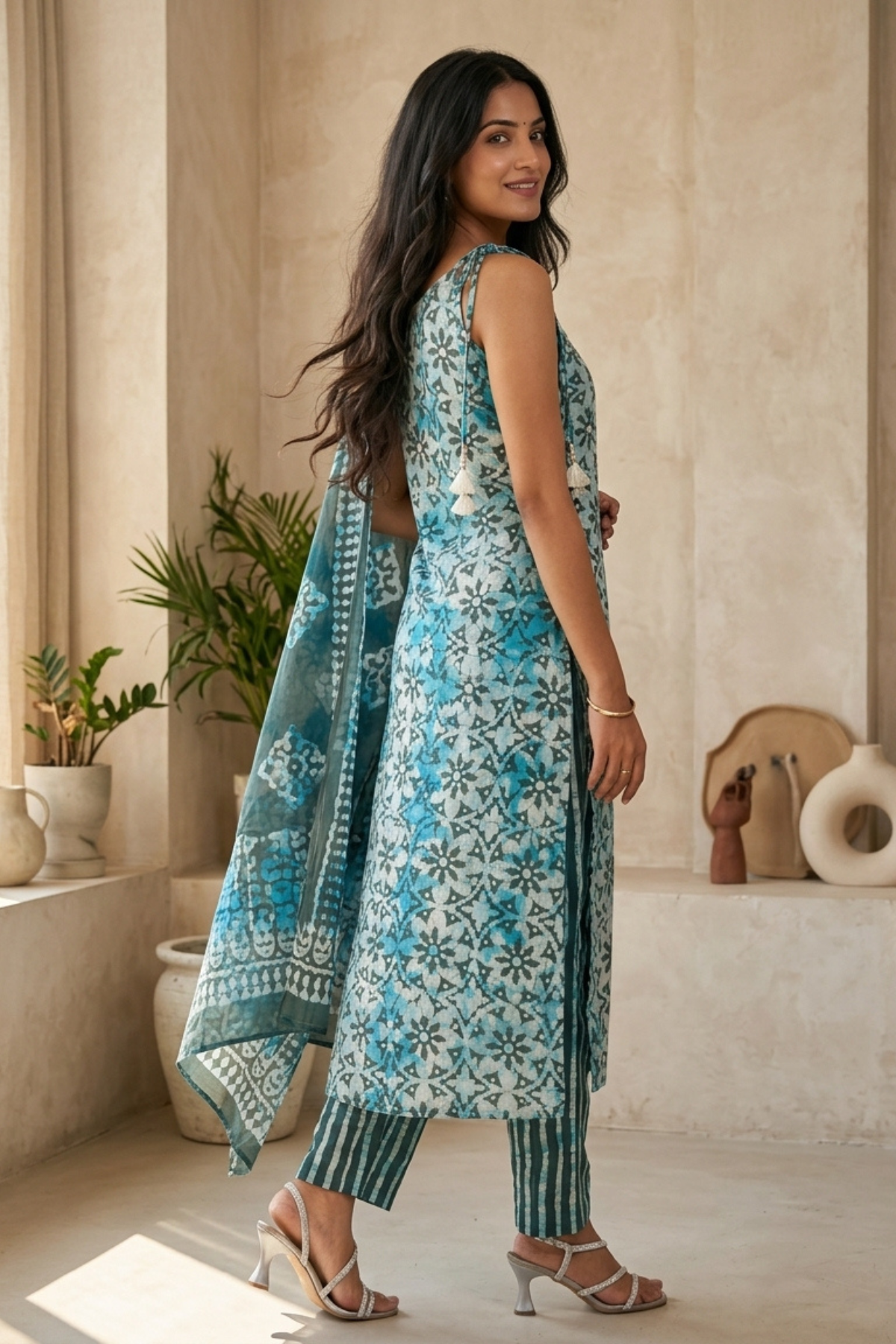 Batik Grey Aasman Suit Set