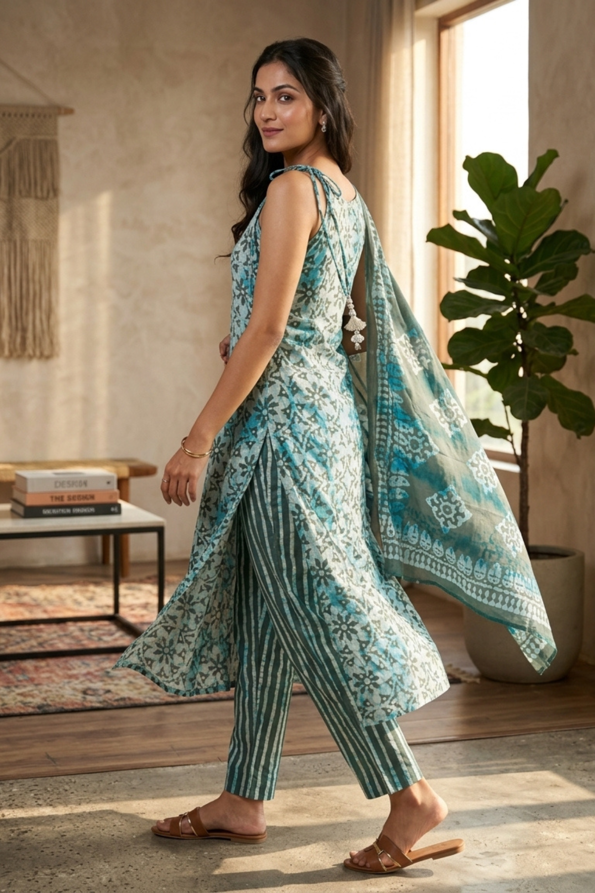 Batik Grey Aasman Suit Set