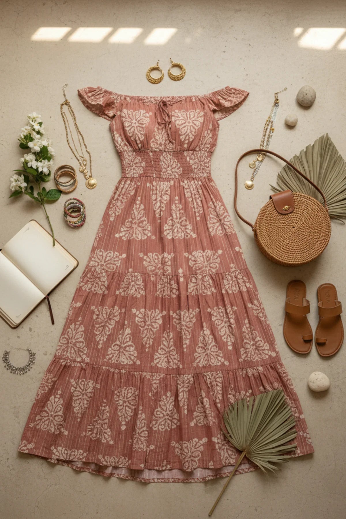 Golden Hour Lurex Cotton Dress – detail shot | handcrafted batik ethnic wear for women | Shades of You