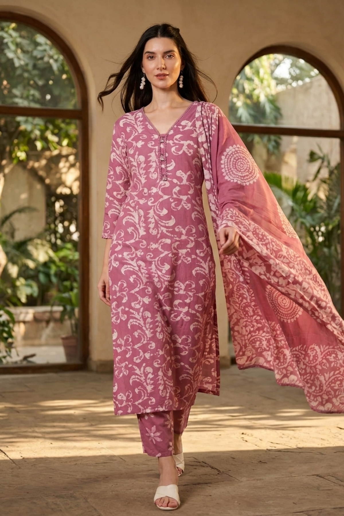 Batik Suit in Fog Lavendar