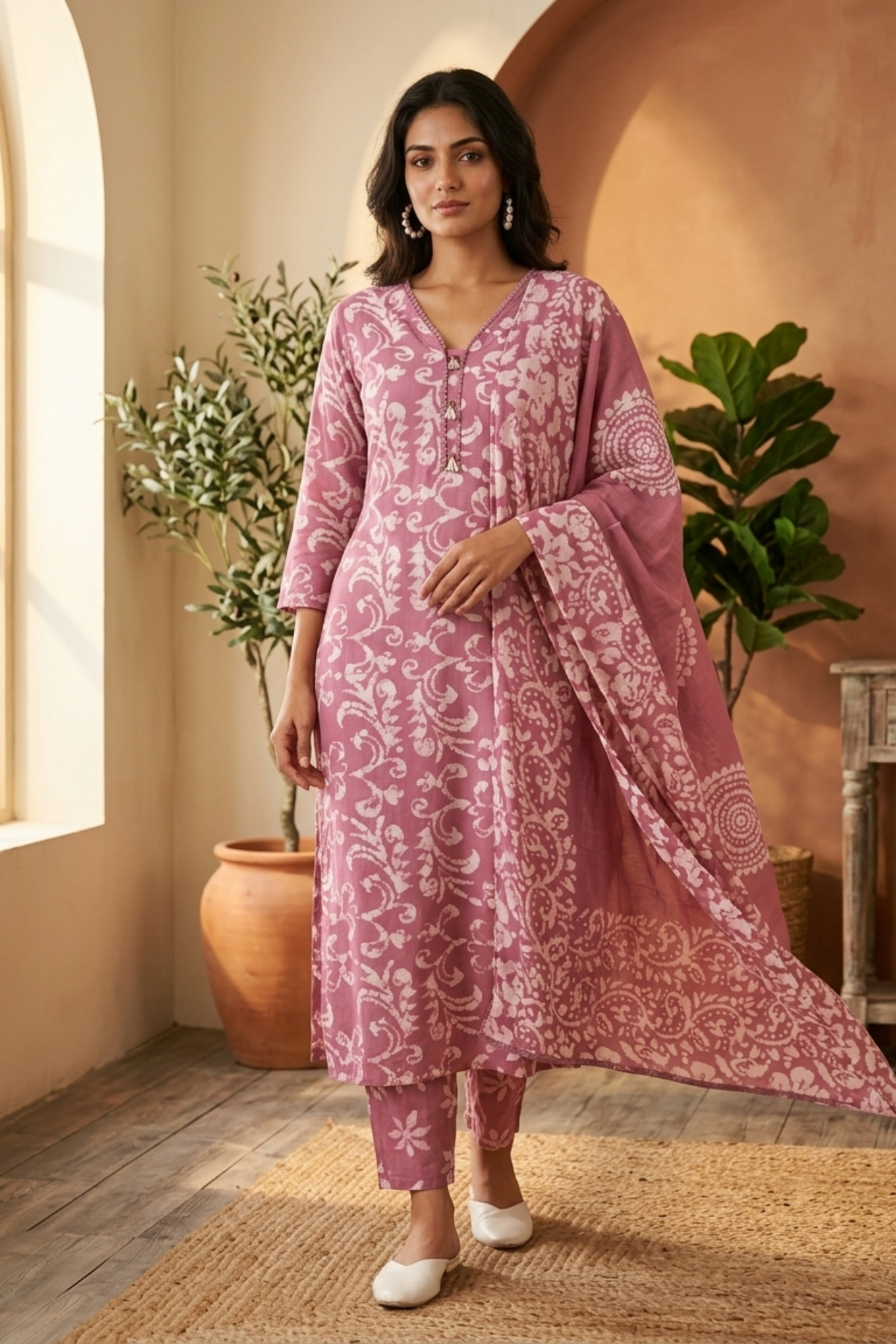 Batik Suit in Fog Lavendar