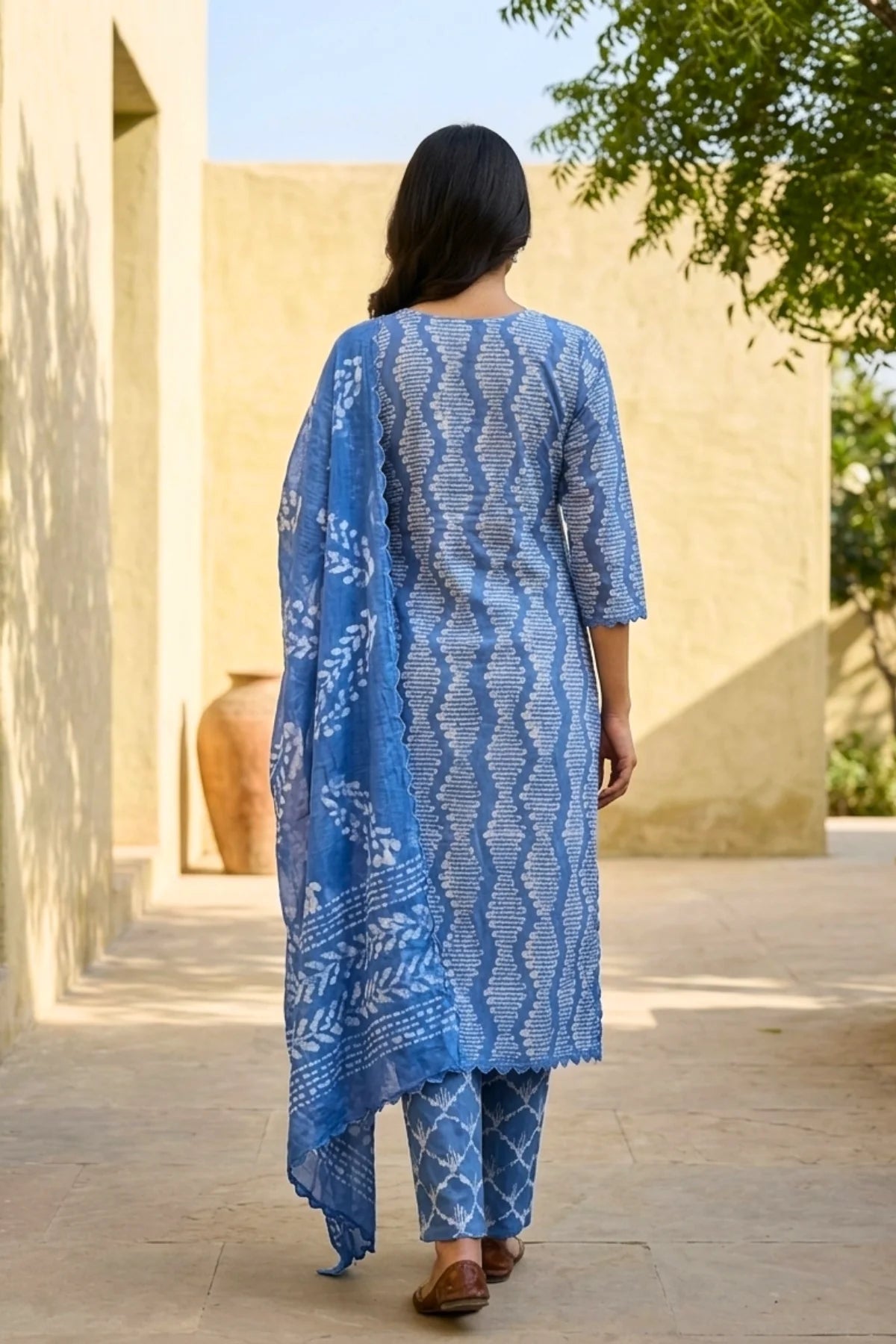 Skyfall Batik Modal Kurta Set – side view | handcrafted batik ethnic wear for women | Shades of You