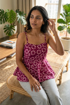 Berry Bloom Batik Peplum Top