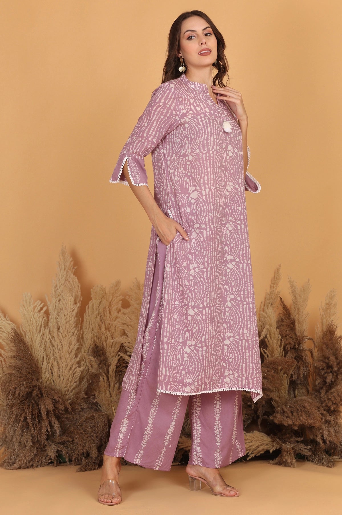 Batik Crazy In Love Suit Set - Lavender