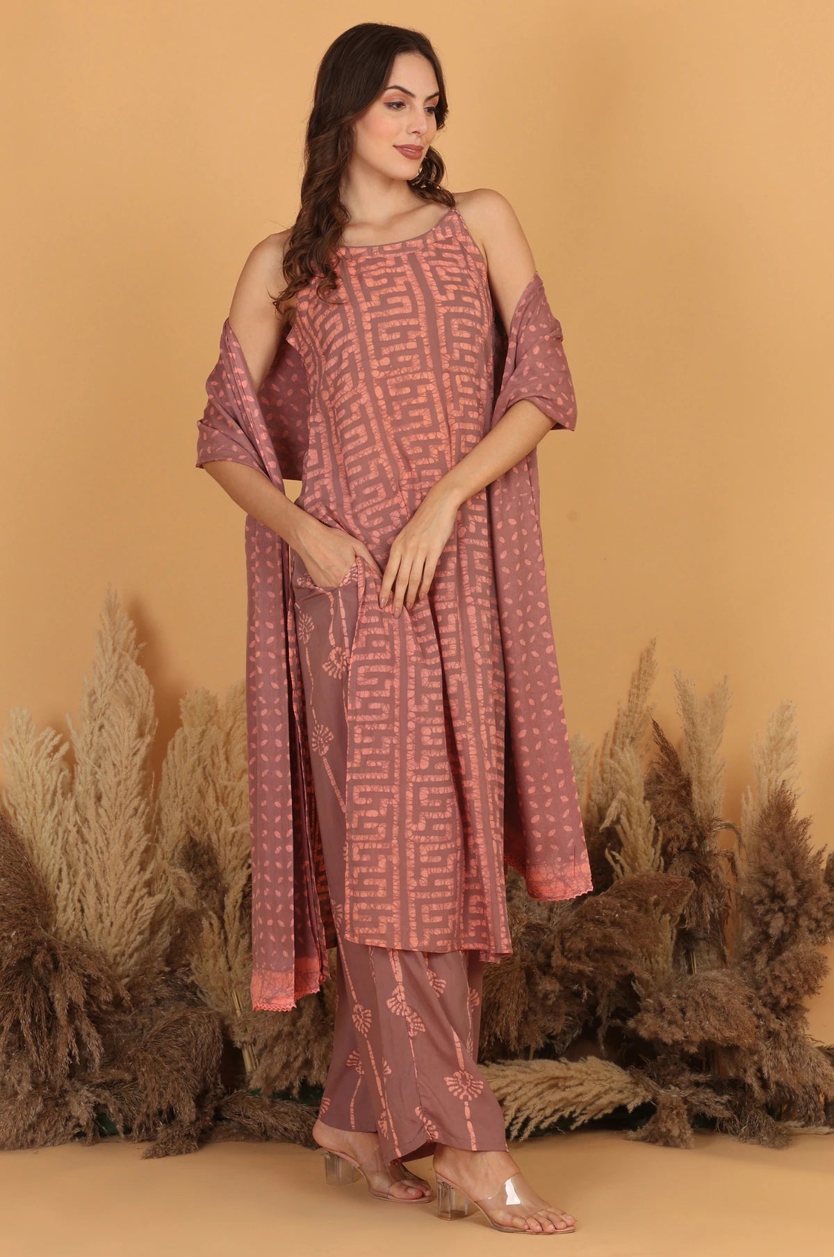 Batik Lint Noodle Strap Suit Set