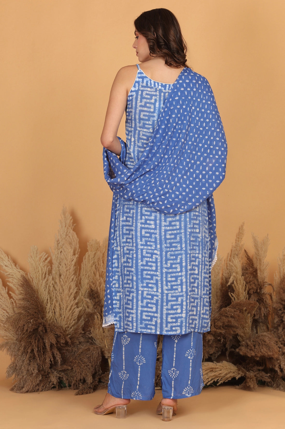 Batik Noodle Strap Sky Suit Set