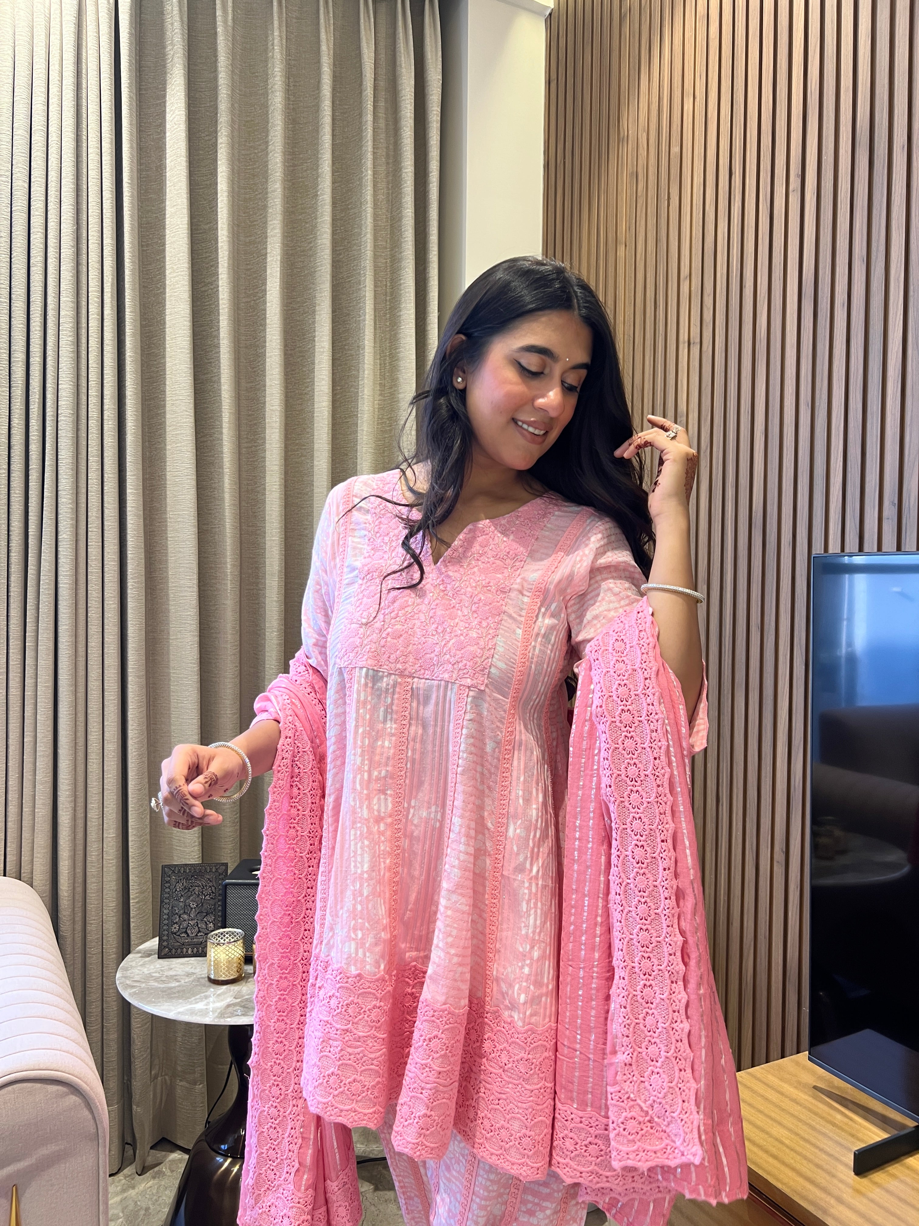 Saanvi Pink Batik Dhoti Set