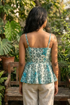 Blue Meadow Batik Peplum Top