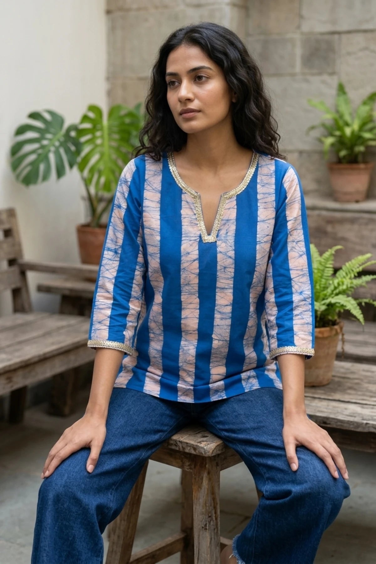 Cotton Satin Batik Handprinted Tunic