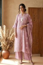 Batik Crazy In Love Suit Set - Lavender