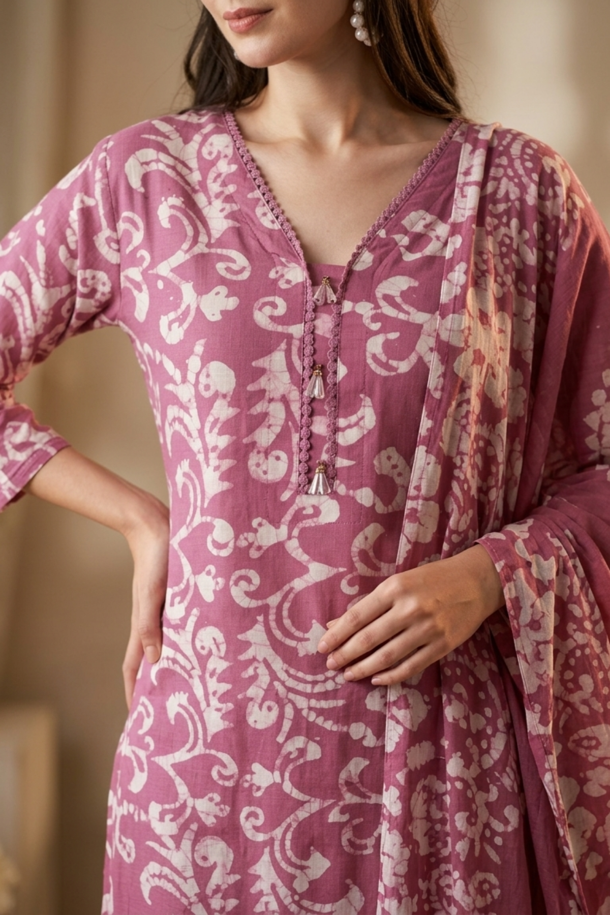 Batik Suit in Fog Lavendar