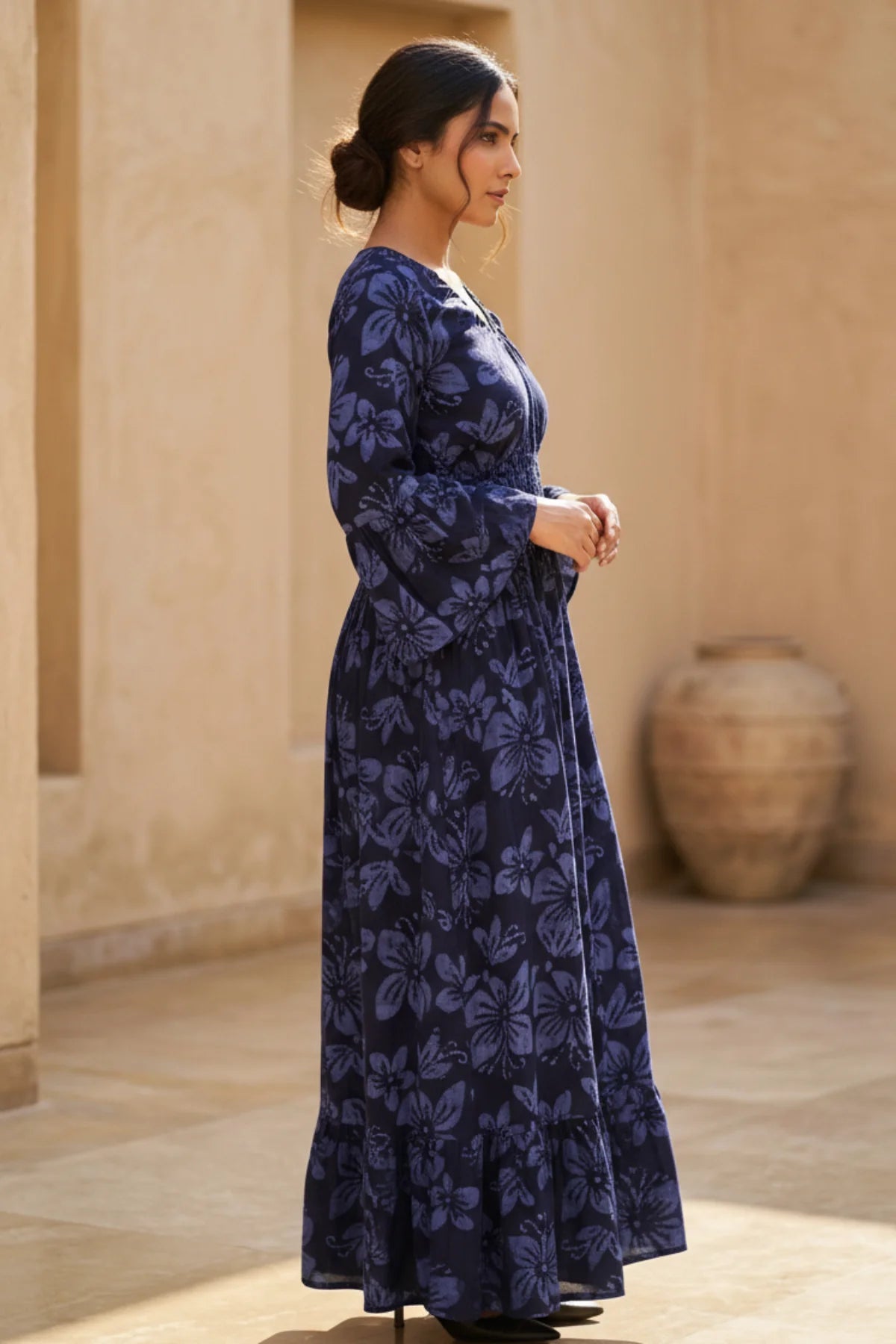 Monsoon Muse Batik Maxi – back view | handcrafted batik ethnic wear for women | Shades of You