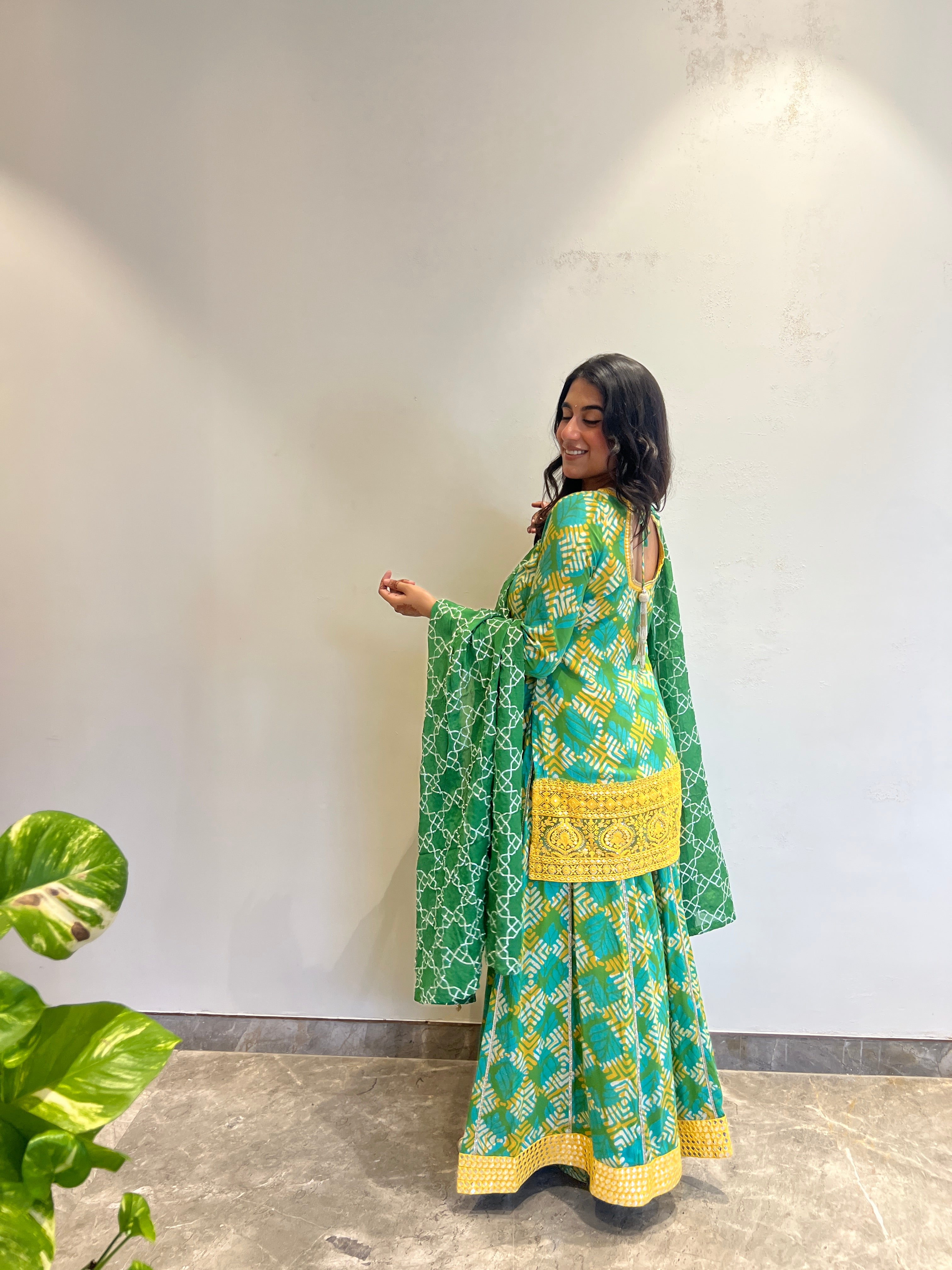 Saanjh Batik Sharara Ensemble