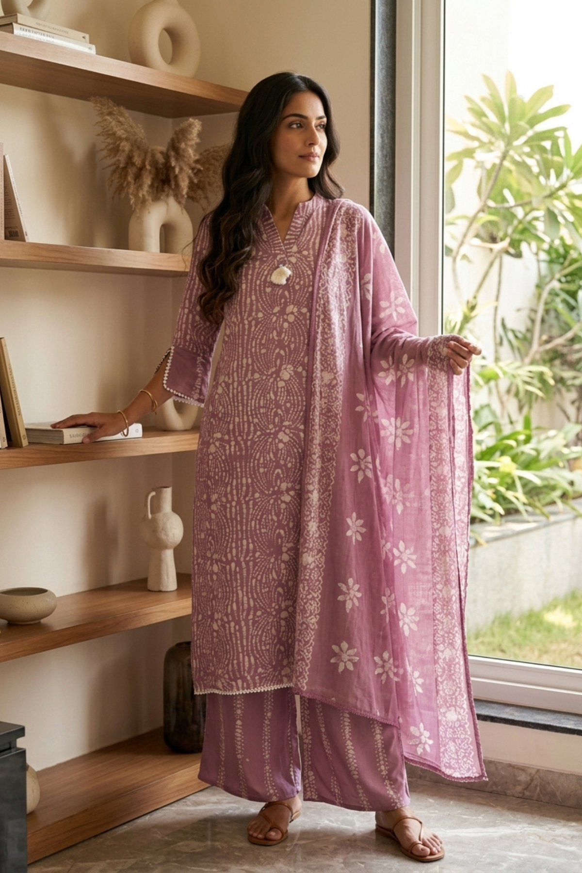 Batik Crazy In Love Suit Set - Lavender
