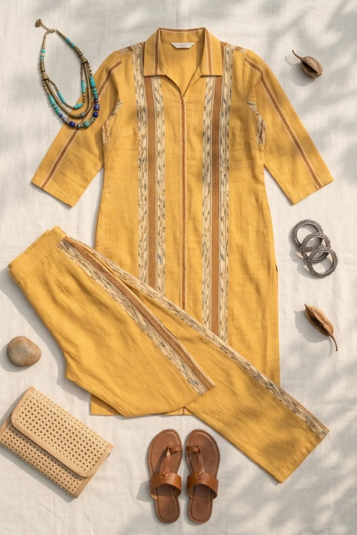 Sunrise Comfort Office Batik Co-ord – detail shot | handcrafted batik ethnic wear for women | Shades of You