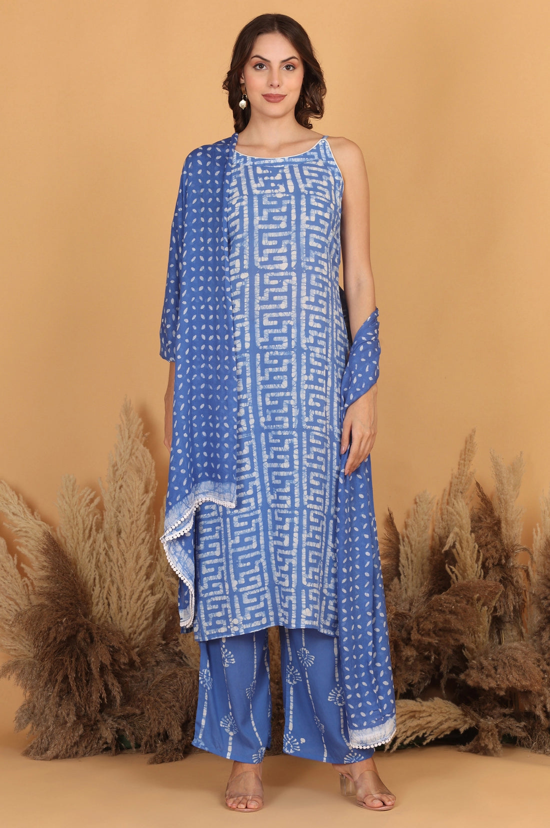 Batik Noodle Strap Sky Suit Set