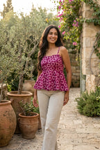 Berry Bloom Batik Peplum Top