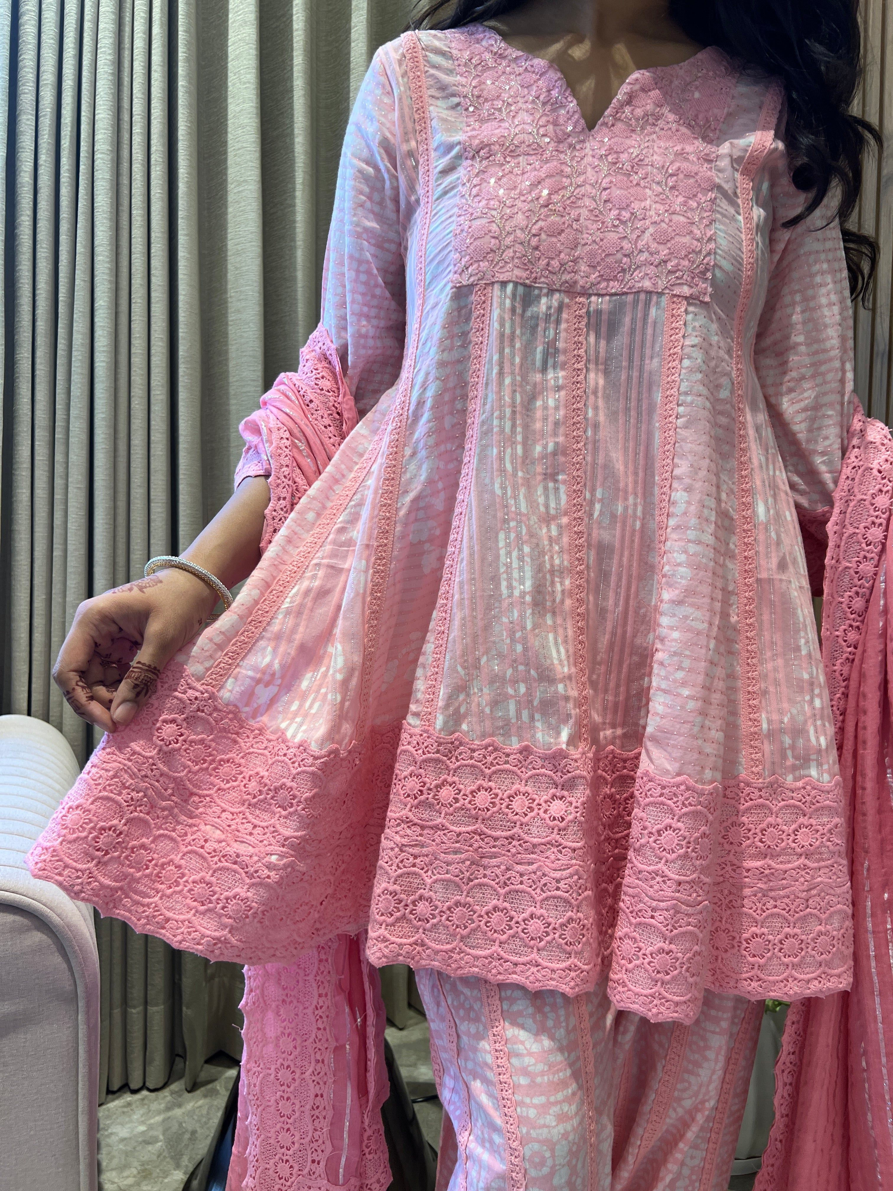 Saanvi Pink Batik Dhoti Set