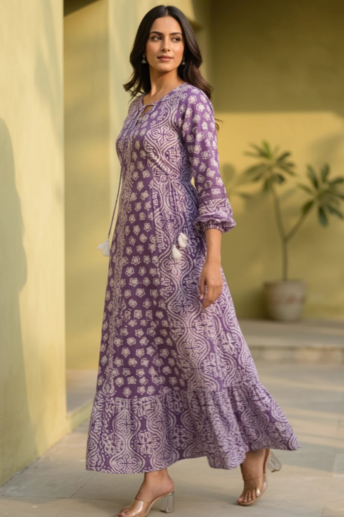 Flora Cinch Batik Dress – front view | handcrafted batik ethnic wear for women | Shades of You