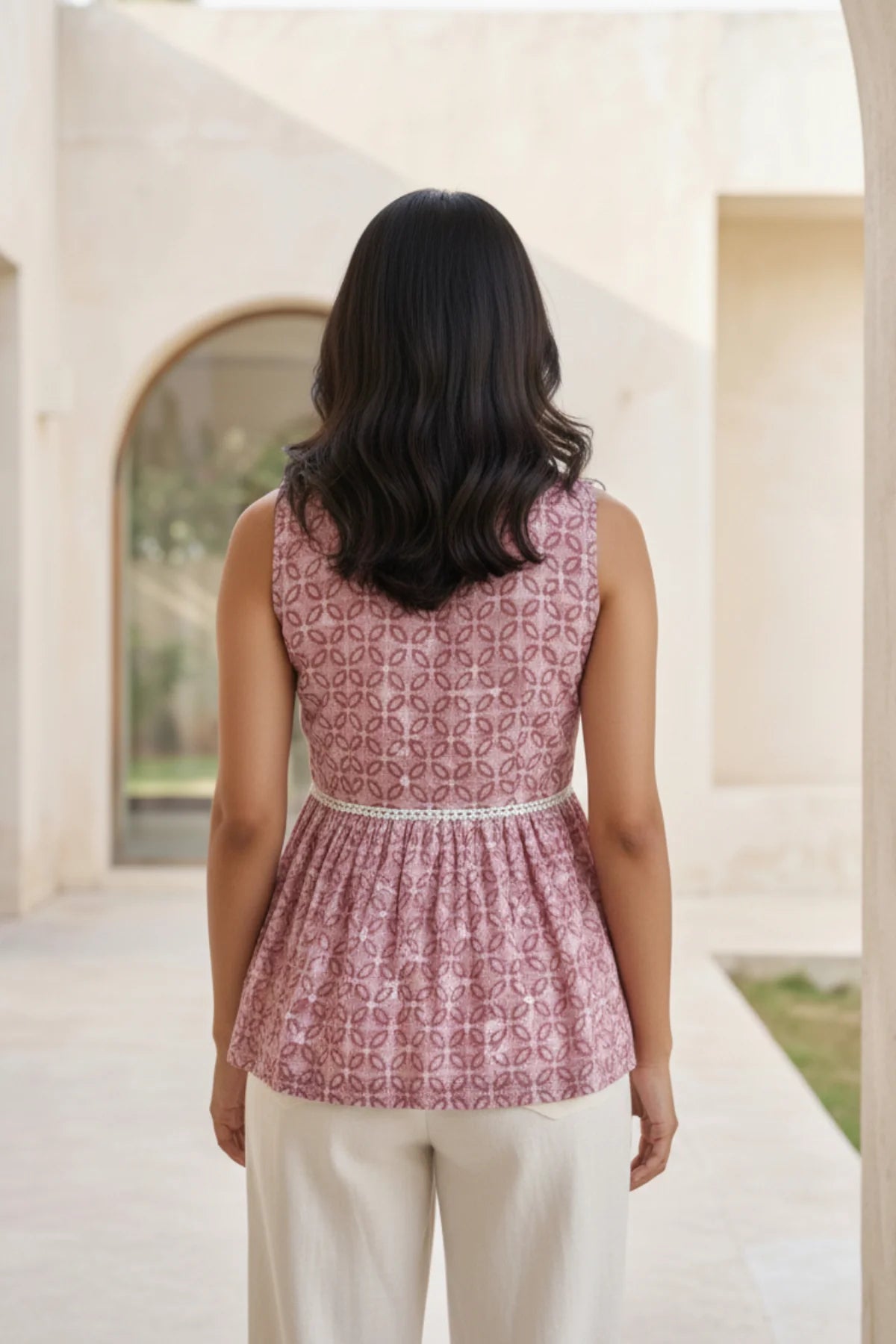 Summer's Batik Breeze Lavender Top – side view | handcrafted batik ethnic wear for women | Shades of You