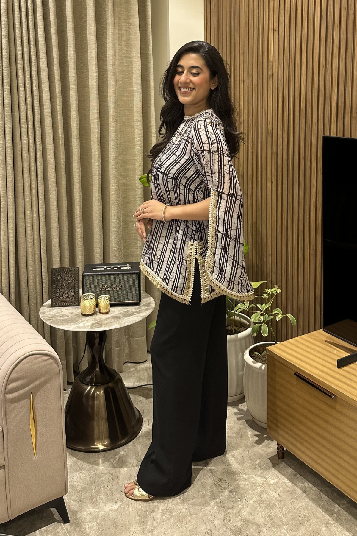 Noir Silk Batik Cape Tunic