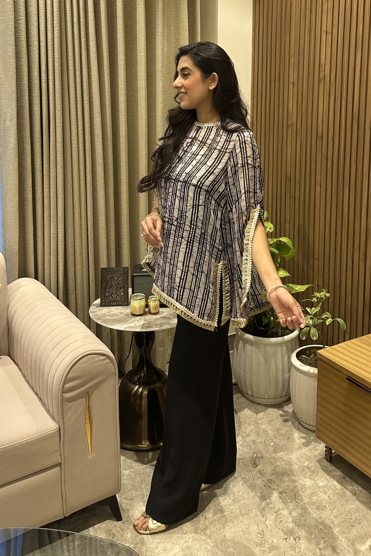 Noir Silk Batik Cape Tunic
