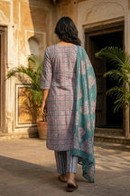 Pink Fern Batik Suit Set – side view | handcrafted batik ethnic wear for women | Shades of You