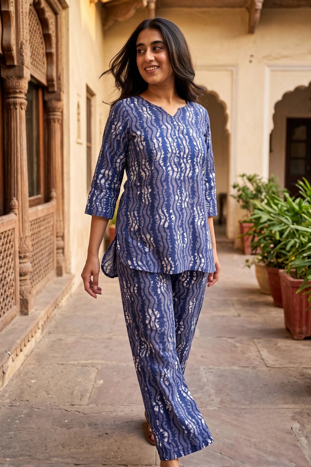 Batik Twilight Co-Ord Set - Navy