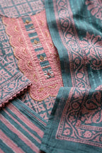 Pink Fern Batik Suit Set – detail shot | handcrafted batik ethnic wear for women | Shades of You