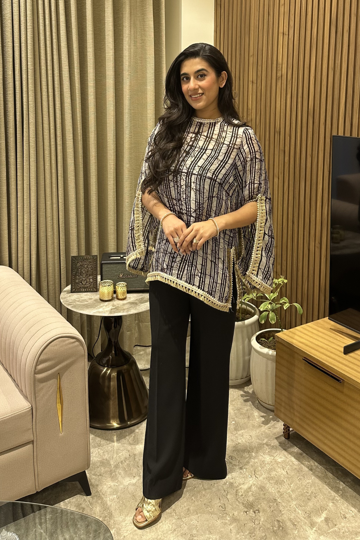 Noir Silk Batik Cape Tunic