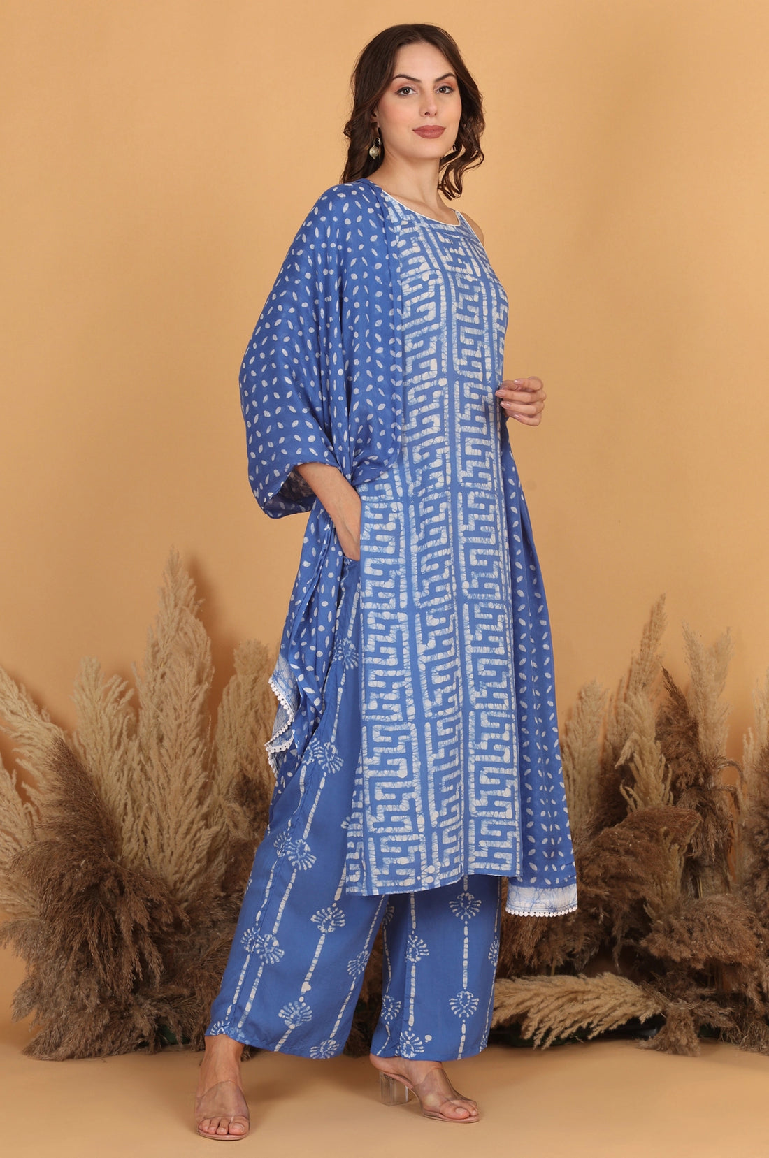 Batik Noodle Strap Sky Suit Set