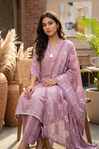 Batik Crazy In Love Suit Set - Lavender