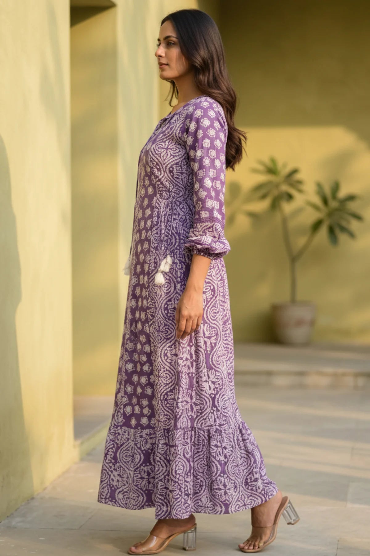 Flora Cinch Batik Dress – side view | handcrafted batik ethnic wear for women | Shades of You