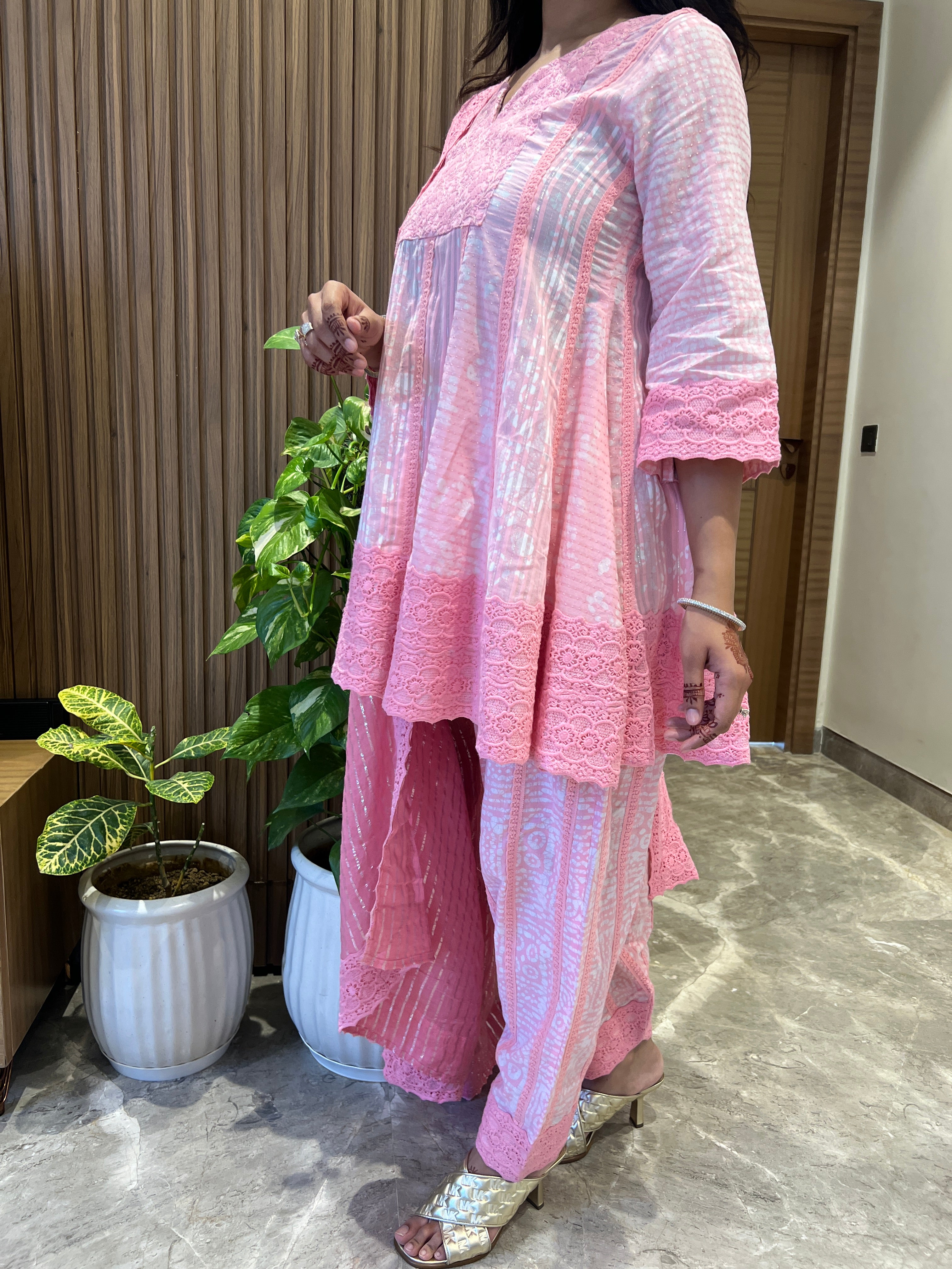 Saanvi Pink Batik Dhoti Set