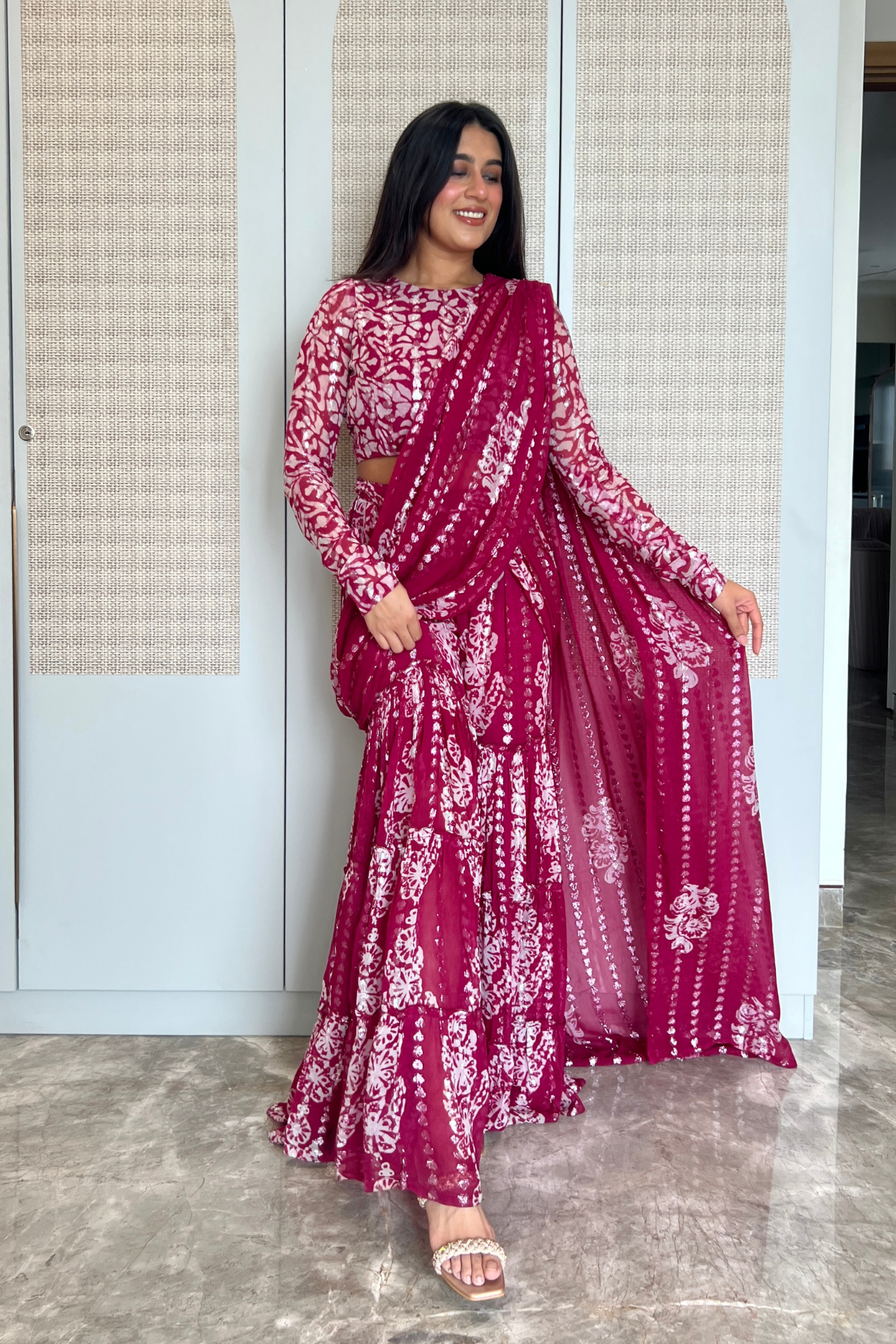Kira Batik Drape Saree Set