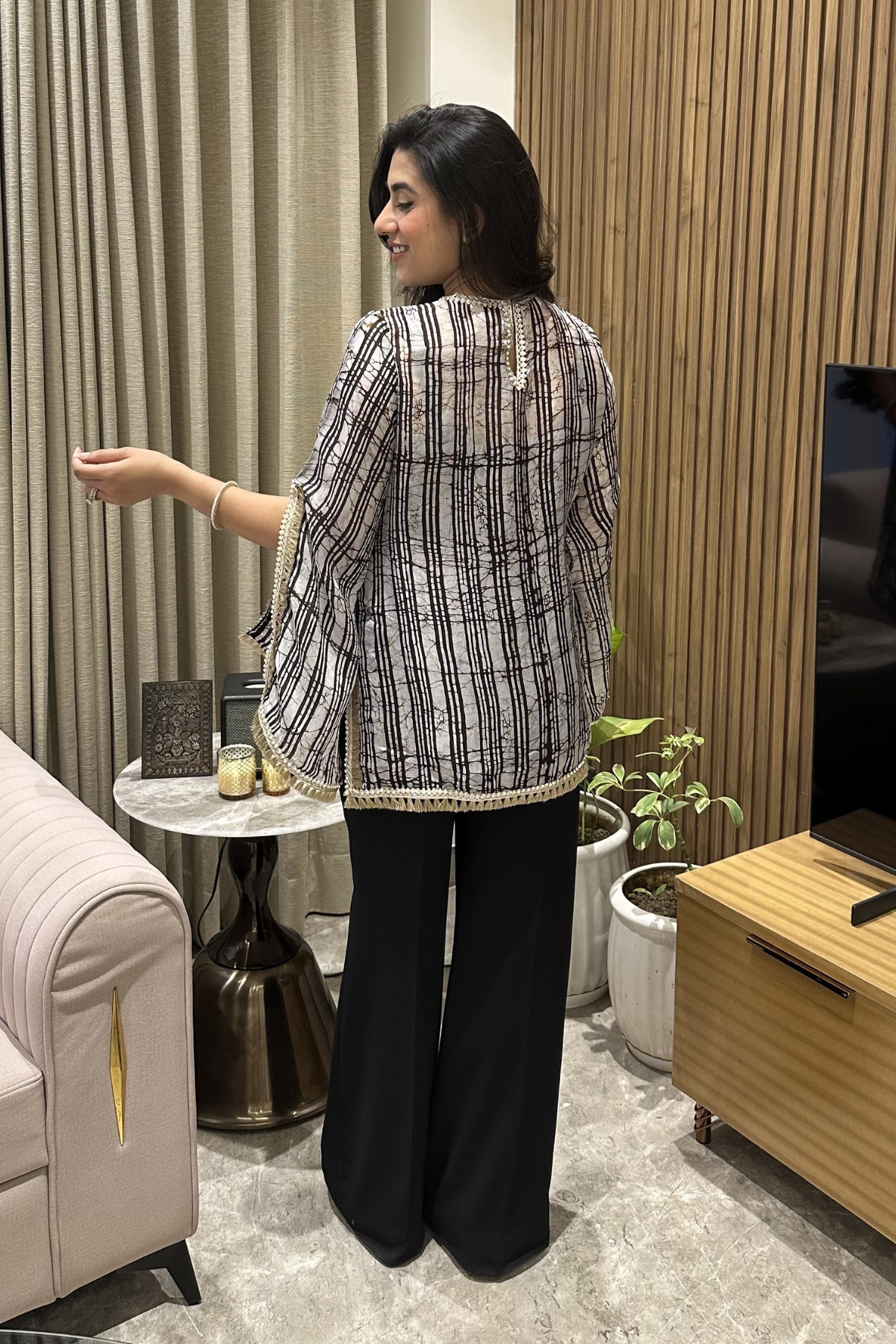 Noir Silk Batik Cape Tunic