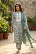 Smoke Glow Batik Set – back view | handcrafted batik ethnic wear for women | Shades of You