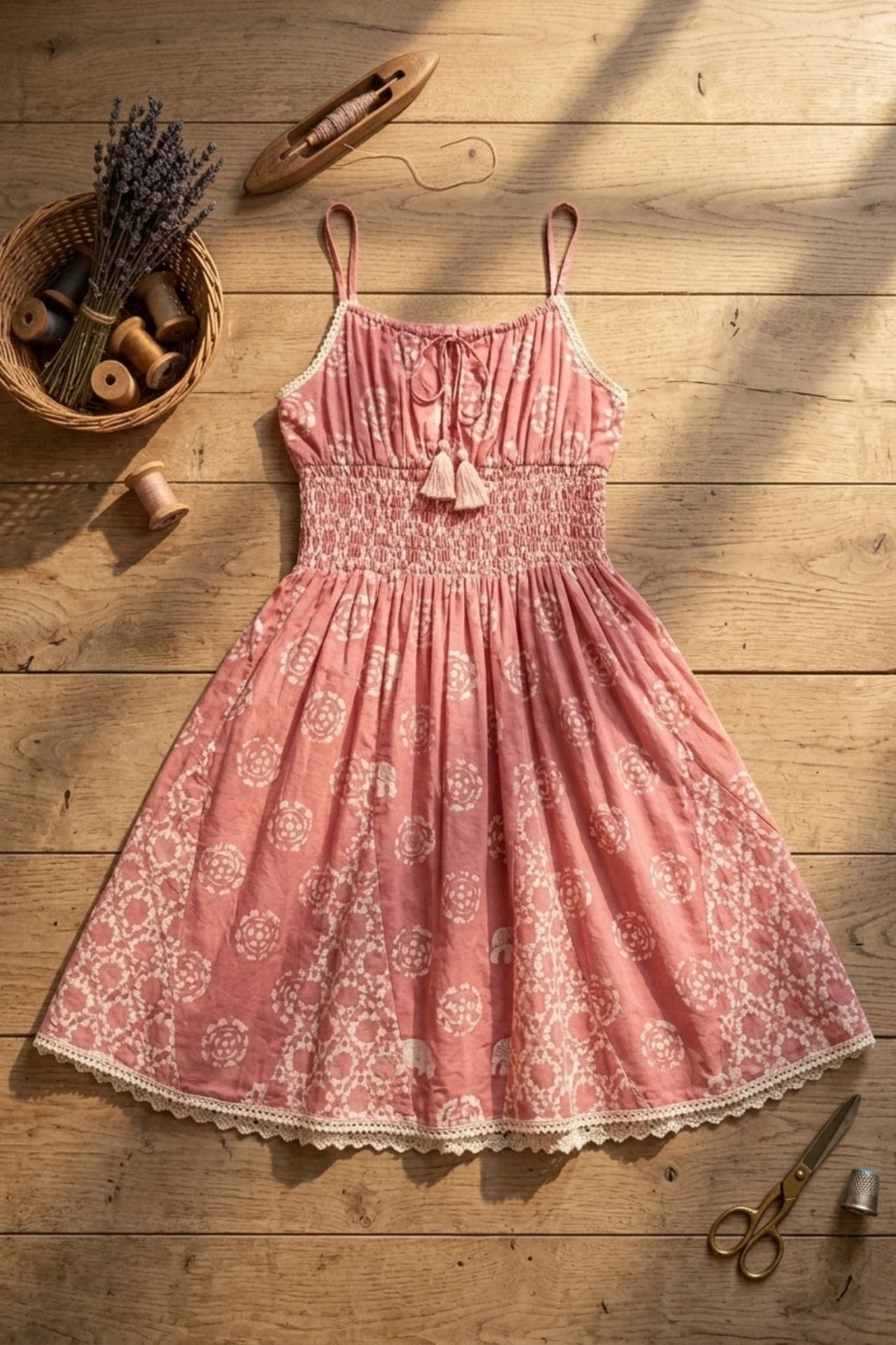 Dusky Pink Smoked Dress