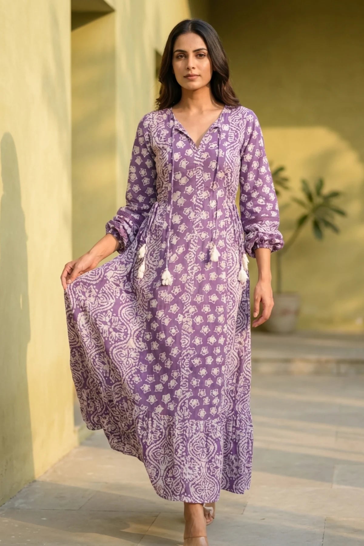 Flora Cinch Batik Dress – back view | handcrafted batik ethnic wear for women | Shades of You