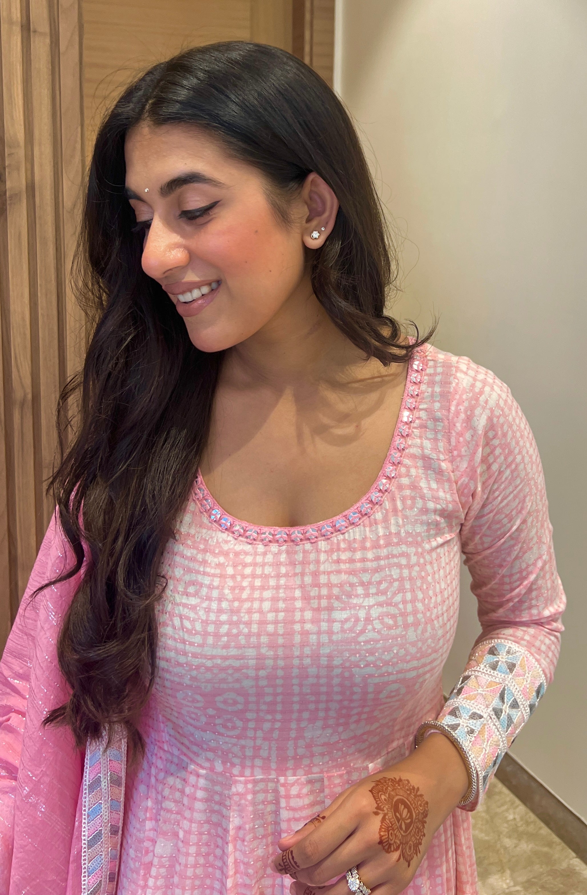 Gulnaar Pink Batik Anarkali Set