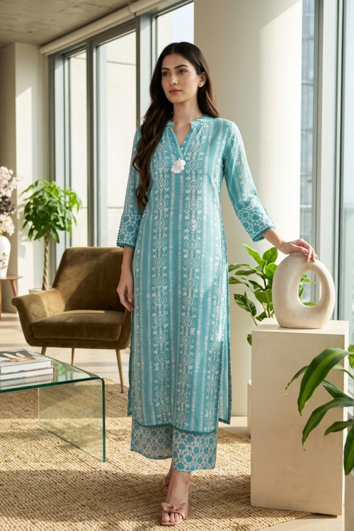 Batik Crazy In Love Suit Set - Blue