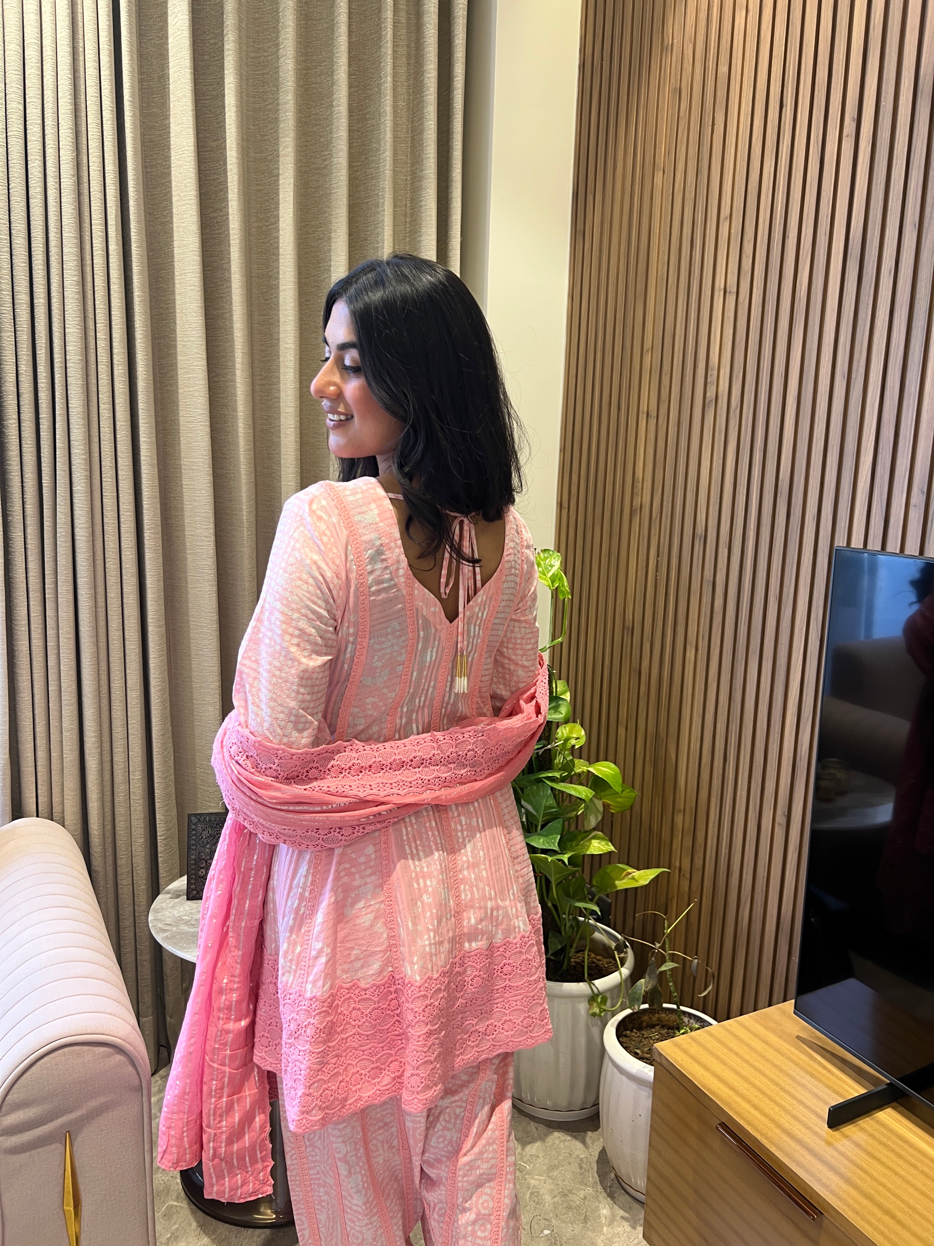 Saanvi Pink Batik Dhoti Set