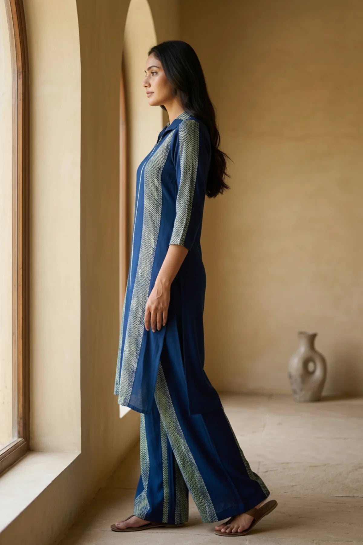 Everyday Luxe Jacquard Kurta Set – side view | handcrafted batik ethnic wear for women | Shades of You