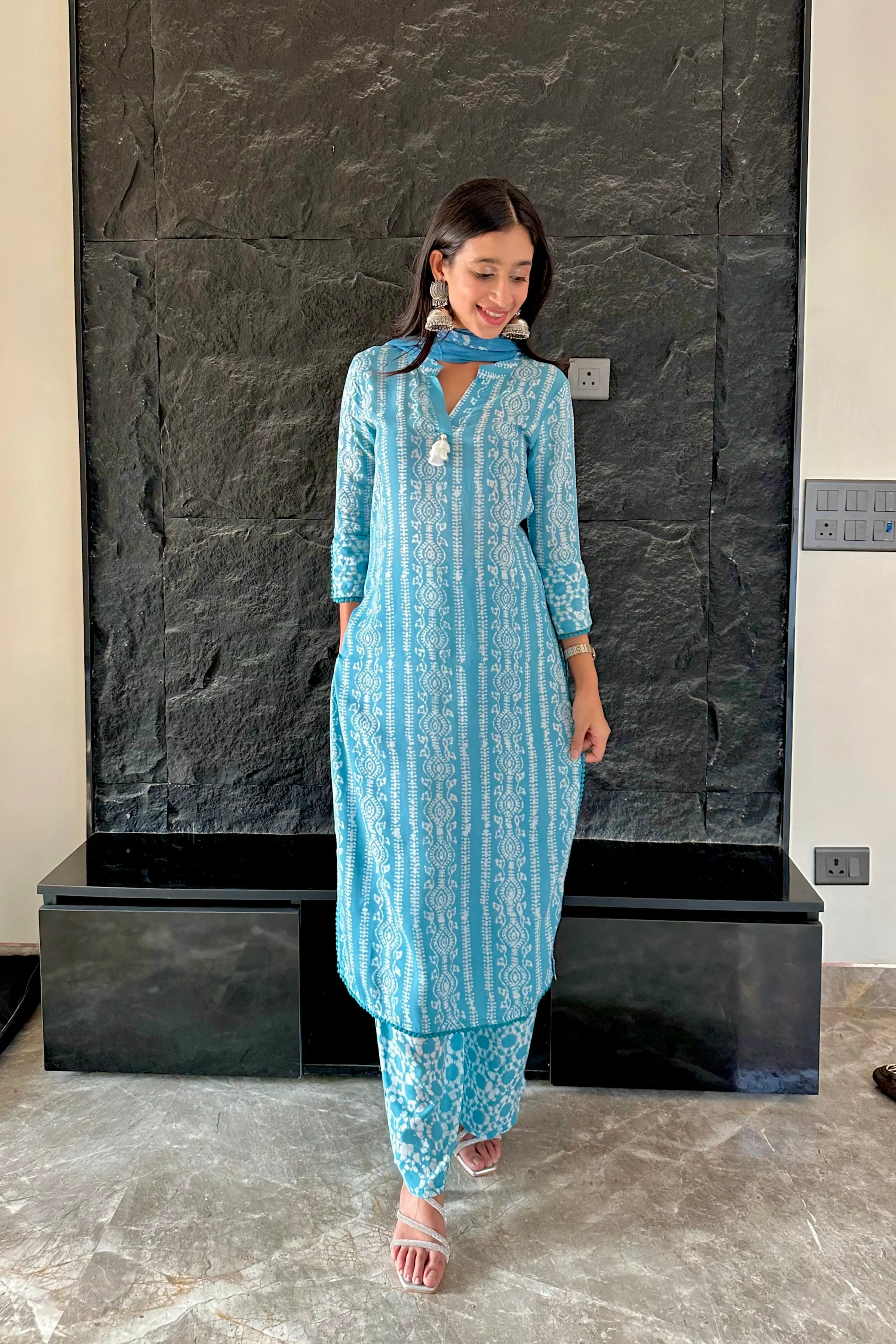 Batik Crazy In Love Suit Set - Blue