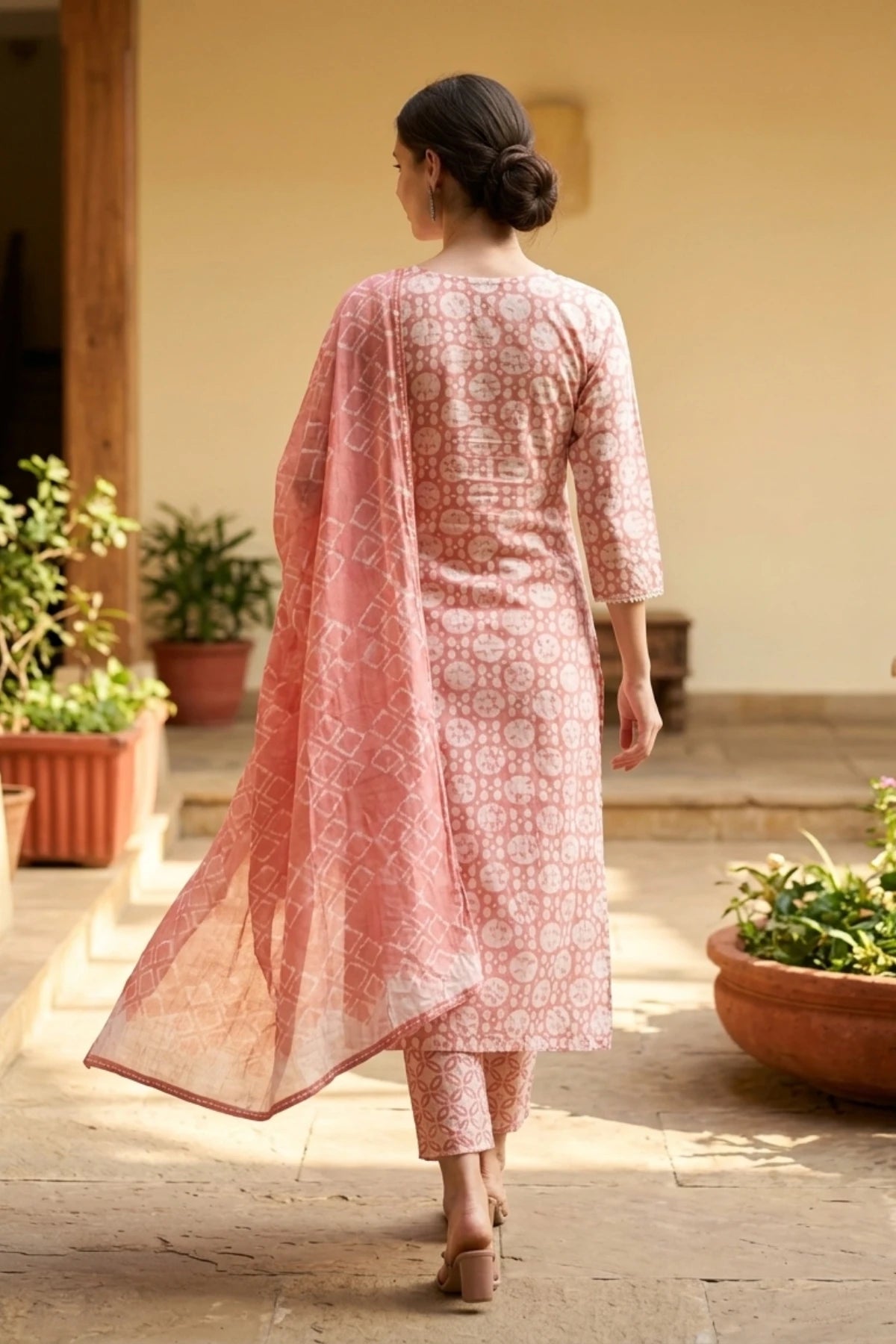 Rose Handprinted Batik Suit Set