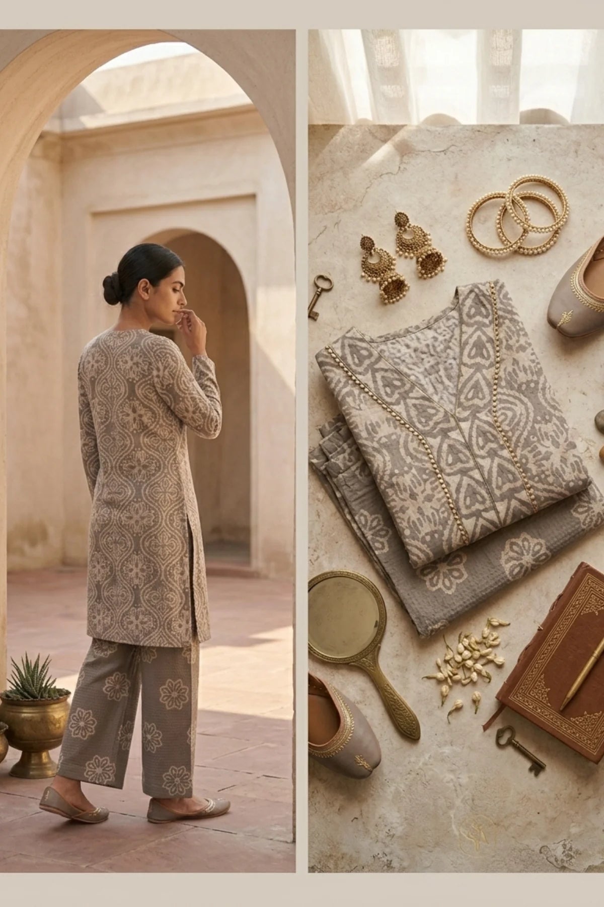 Comfort Office Batik Co-ord – side view | handcrafted batik ethnic wear for women | Shades of You